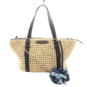 かごバッグ ハンドバッグ ショルダーバッグ 2way チェーン ベージュ 黒 ブラック /AN4