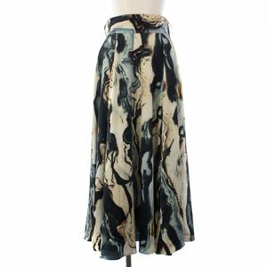 サテンマーブルスカート ロング 総柄 フレア F マルチカラー HAL05028MT /TK