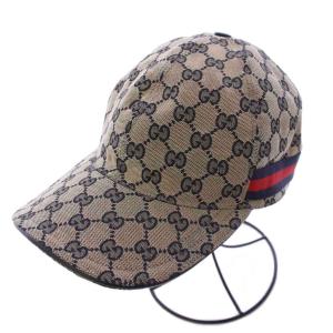 ウェブ ストライプ付き GGキャンバス ベースボールキャップ L グレー 200035