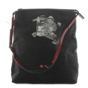 ショルダーバッグ ロゴ 刺繍 鳥柄 グレー /AN2