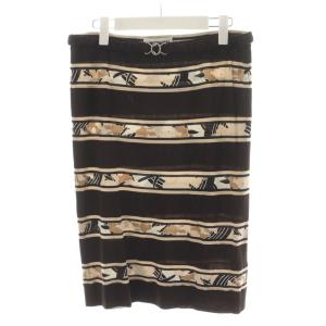 フレアスカート ひざ丈 シルク 絹 40 茶 ブラウン /AN20