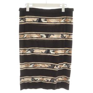 LEONARD フレアスカート ひざ丈 シルク 絹 40 茶 ブラウン /AN20