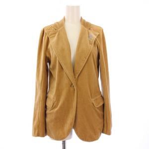 テーラードジャケット アウター シングル ストレッチ ベロア スカル柄 F ベージュ /BB