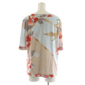 LEONARD シャツ ブラウス 半袖 花柄 配色 LL グレー ベージュ 赤 レッド 0159516 /AN33