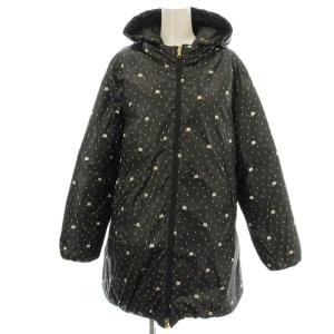 フード ダウンコート ジャケット 469637 猫 ロング FL5 黒 ブラック /G