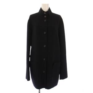 スタンドカラージャケット アウター ミドル丈 シングル ストレッチ ウール 42 黒 ブラック /BB