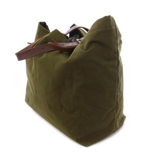 SLOW ミリタリートートバッグ ハンドバッグ キャンバス レザー バイカラー カーキ 茶 ブラウン /BB