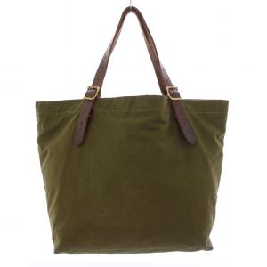 SLOW ミリタリートートバッグ ハンドバッグ キャンバス レザー バイカラー カーキ 茶 ブラウン /BB