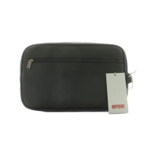 タグ付き セカンドバッグ スクエア レザー ブラック /NQ