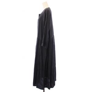 nest Robe フレアワンピース ミモレ ロング 長袖 クルーネック 前開き F 紺 ネイビー /BB