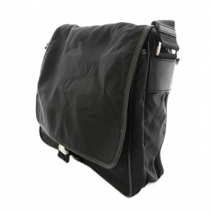 PRADA メッセンジャーバッグ ナイロン レザー 三角プレート ブラック