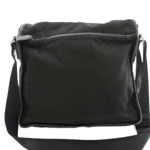 PRADA メッセンジャーバッグ ナイロン レザー 三角プレート ブラック
