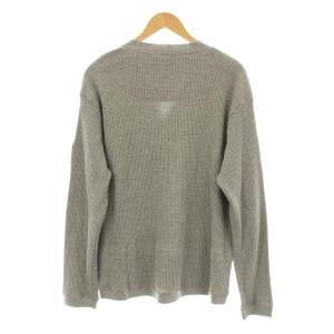 HUNTING WORLD カーディガン 長袖 Vネック ワッフル生地 ロゴ ワッペン XL グレー 620-66102 /KU