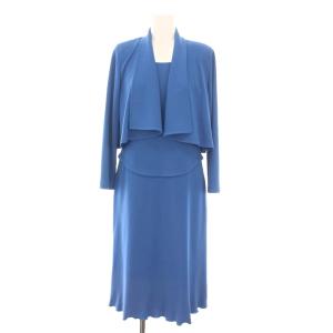 セットアップ 上下 ショート丈 ジャケット ノースリーブ ワンピース ロング S 青 SJ6151 SO6151
