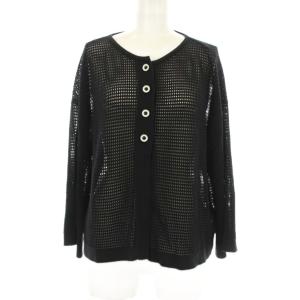 カーディガン 長袖 透かし編み M 黒 ブラック SK0201 /OR