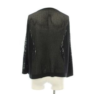 jun ashida カーディガン 長袖 透かし編み M 黒 ブラック SK0201 /OR