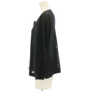jun ashida カーディガン 長袖 透かし編み M 黒 ブラック SK0201 /OR