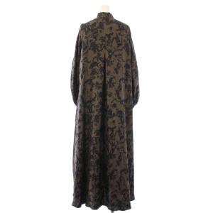 Max Mara PROSIT フレアワンピース ボタニカル柄 シルク I36 カーキ