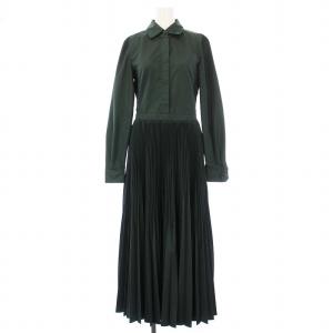 FOSCA シャツワンピース プリーツ切替 J40 グリーン 2312211231