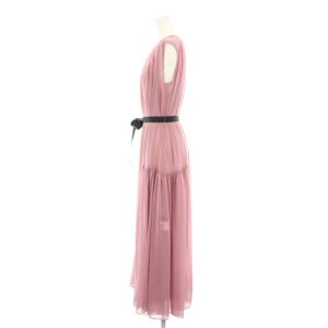 allureville ワンピース ロング ラウンドネック ノースリーブ インナーワンピース付き リボンベルト 2 ピンク 202310-14-180-41-020