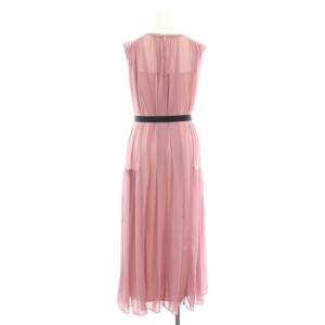 allureville ワンピース ロング ラウンドネック ノースリーブ インナーワンピース付き リボンベルト 2 ピンク 202310-14-180-41-020