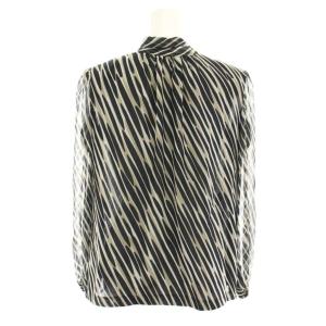 jun ashida セットアップ 上下 ブラウス シャツ ボウタイ 長袖 スカート ロング フレア 総柄 絹 シルク 7 黒