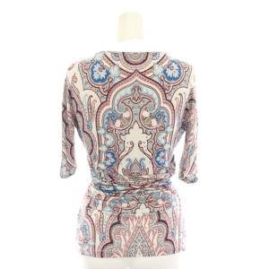 ETRO シャツ ブラウス 五分袖 総柄 38 白 ホワイト 紺 ネイビー 赤 レッド 21-18921-4802