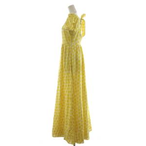 DIANE von FURSTENBERG ワンピース ロング丈 半袖 花柄 コットン 4 白 ホワイト 黄 イエロー /AN28