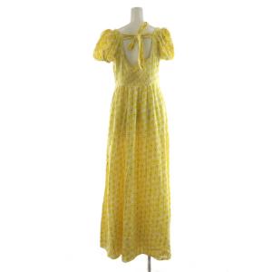 DIANE von FURSTENBERG ワンピース ロング丈 半袖 花柄 コットン 4 白 ホワイト 黄 イエロー /AN28