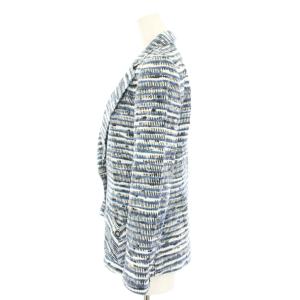 jun ashida テーラードジャケット サマージャケット シングル ボーダー柄 7 白 ホワイト 紺 ネイビー 黒 ブラック