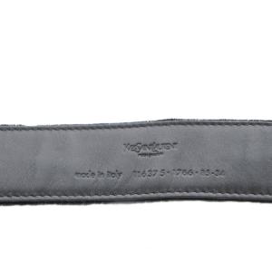 YVES SAINT LAURENT ベルト ハトメ ビジューバックル ベロア 黒 ブラック /AN20 OH