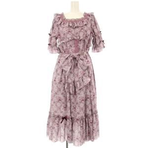 カワイイ kawaii クラシックローズワンピース ロング フリル レース刺繍 袖リボン M ピンク TS351X09S