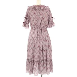 axes femme カワイイ kawaii クラシックローズワンピース ロング フリル レース刺繍 袖リボン M ピンク TS351X09S