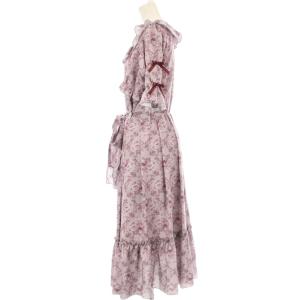 axes femme カワイイ kawaii クラシックローズワンピース ロング フリル レース刺繍 袖リボン M ピンク TS351X09S