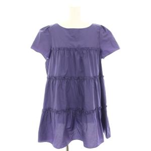 ティアードチュニック ブラウス 半袖 リボン 40 紫 パープル TD-110318 /YT