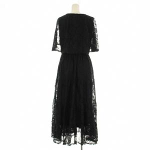 axes femme ケープ風レースティアード ワンピース ロング 半袖 F 黒 ブラック CI251X35 /OR