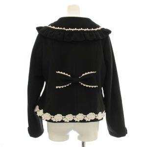 axes femme kawaii ビックカラー ジャケット TS443X06S フリル 薔薇柄 M 黒 ブラック /G