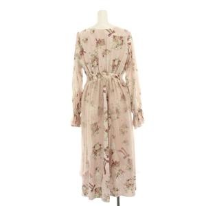 axes femme ローズアンヴィタシオンワンピース マキシ ロング 花柄 長袖 裾フリル レース リボン スクエアネック