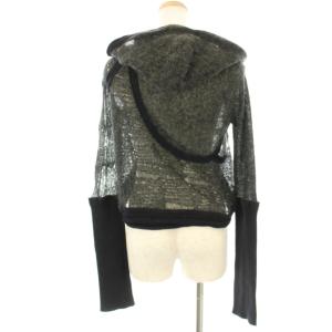 DIESEL カーディガン ボレロ フード 長袖 S グレー 黒 ブラック /OR