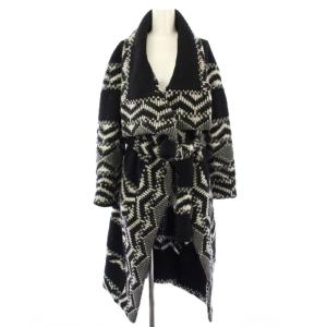 Females ニットコート ガウン 総柄 S ブラック /TK