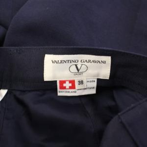 VALENTINO GARAVANI ハーフパンツ ショートパンツ タック ジップフライ ロゴチャーム 刺繍 38 紺 ネイビー /BB