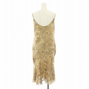 Max Mara キャミソールワンピース キャミワンピ ロング 総柄 ペイズリー柄 絹 シルク混 42 ベージュ /YT