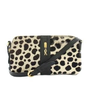ショルダーバッグ ハラコ レザー ダルメシアン柄 ホワイト ブラック