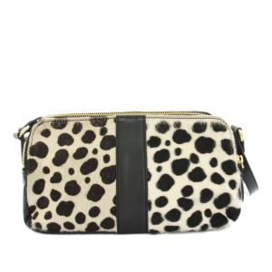 ROBERTA DI CAMERINO ショルダーバッグ ハラコ レザー ダルメシアン柄 ホワイト ブラック