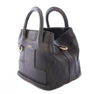 BALLY ハンドバッグ ミニ レザー ロゴ プリント 黒 ブラック /BB