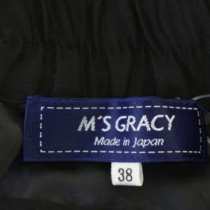 M'S GRACY 24年製 カットワーク刺繍 スカート EA-417324 フレアスカート リボン ひざ丈 38 黒 ブラック