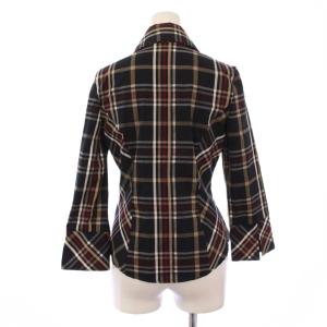 NARA CAMICIE シャツ ブラウス 七分袖 チェック柄 フリル 0 黒 ベージュ 赤 10-62-02-017 /BM
