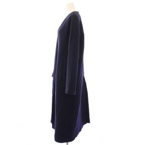 heliopole MANTCO ノーカラーコート アウター ロング丈 ウール 38 紺 ネイビー /BB