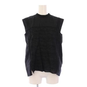 ショルダーエンブロイダリー コンビネーションブラウス シャツ ノースリーブ 36 黒 13-01-31-01715