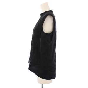 TOMORROWLAND collection ショルダーエンブロイダリー コンビネーションブラウス シャツ ノースリーブ 36 黒 13-01-31-01715